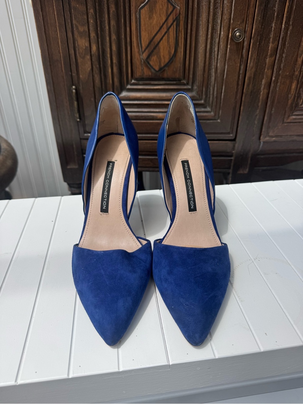 French Connection Cobalt Blue Pointed-Toe D'Orsay Heels
